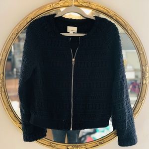 Black Knit Gold Zipper Jacket Size Medium